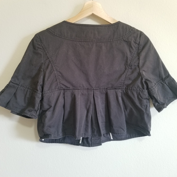Anthro Ett Twa Dark Grey Cropped Peplum Jacket - Picture 6 of 6